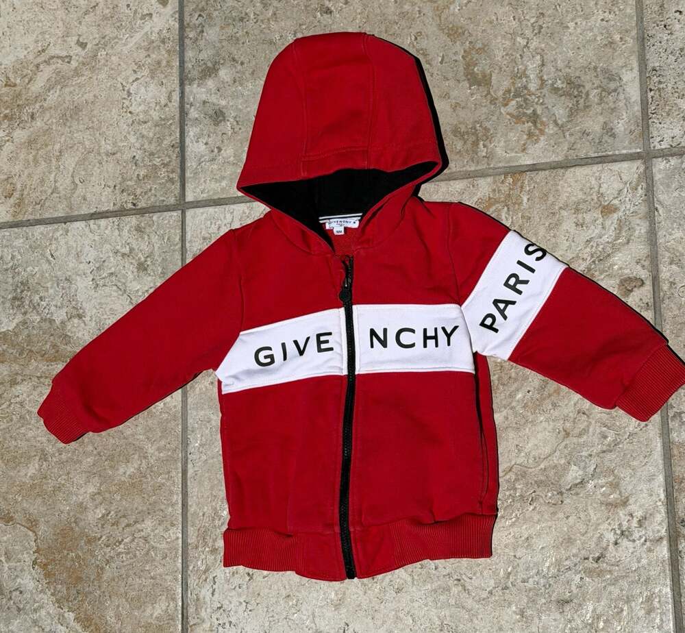 Givenchy Kids Red Logo Zip-Up Hooded Sweatshirt, 18M